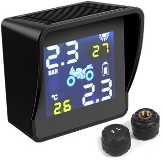 Solar Motorfiets Tpms Bandenspanning Monitoring Alarmsysteem Met 2 Sensoren Lcd Display Usb Opladen