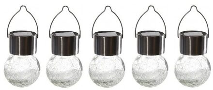 Solar party verlichting hanger voor buiten - 5x - 13 cm - led-verlichting - tuinverlichting