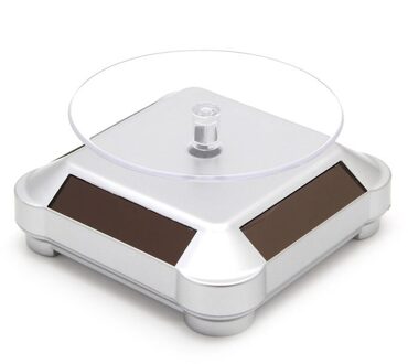 Solar Power Double-Gebruik 360 Roterende Display Stand Tafel Voor Telefoon Horloge Sieraden zilver