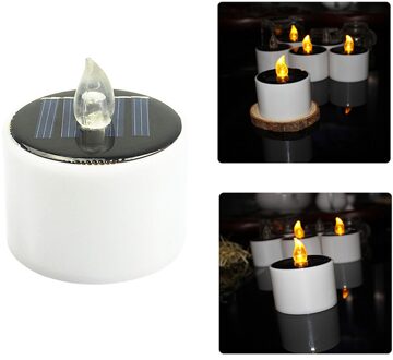 Solar Power Plastic Kaars Led Licht Kaarsen Vlamloze Elektronische Solar Led Tea Lights Lamp Voor Thuis Bar Kamer Tuin Slaapkamer