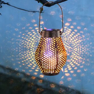 Solar Power Retro Led Lantaarns Tuin Yard Gazon Waterdichte Opknoping Holle Lamp Outdoor Landschap Projectie Licht B