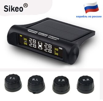 Solar Power Tpms Auto Bandenspanningscontrolesysteem 4 Sensoren Temperatuur Waarschuwing Voorruit Bevestigen Auto Rijden Veiligheid Kit Dashboard Used