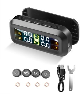 Solar Power Tpms Auto Bandenspanningscontrolesysteem 4 Sensoren Temperatuur Waarschuwing Voorruit Bevestigen Auto Rijden Veiligheid Kit