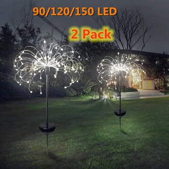 Solar Powered Outdoor Grass Fireworks light Lamp 90/120/198 LED For Garden Lawn Landscape Lamp Holiday Light