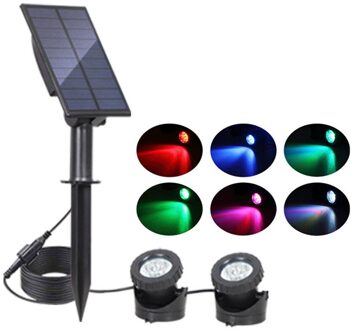 Solar Powered Rgb Led Landschap Licht Onderwater Projector Spotlight IP68 Waterdichte Solar Lamp Voor Tuin Park Rotstuin Zwembad 2 hoofd - RGB
