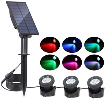 Solar Powered Rgb Led Landschap Licht Onderwater Projector Spotlight IP68 Waterdichte Solar Lamp Voor Tuin Park Rotstuin Zwembad 3 hoofd - RGB