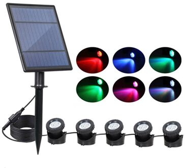 Solar Powered Rgb Led Landschap Licht Onderwater Projector Spotlight IP68 Waterdichte Solar Lamp Voor Tuin Park Rotstuin Zwembad 5 hoofd - RGB