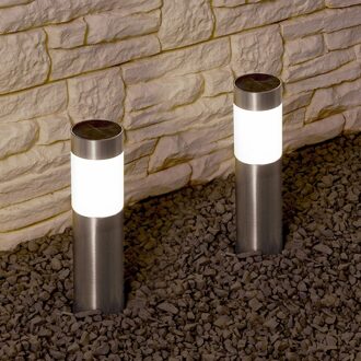 Solar priklamp Lucifer RVS padverlichting op zonne-energie (2 stuks)