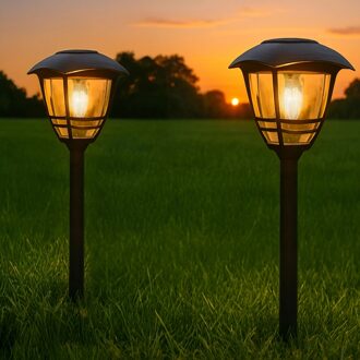 Solar priklamp prickle met warm wit licht set van 2