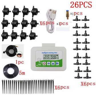 Solar Sproeisysteem Apparaat Bus Dual-Mode Intelligente Tuin Automatisch Sproeisysteem Apparaat Plant Drip Irrigatie Waterpomp Timer Systeem 26stk