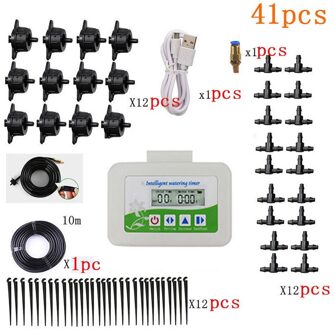 Solar Sproeisysteem Apparaat Bus Dual-Mode Intelligente Tuin Automatisch Sproeisysteem Apparaat Plant Drip Irrigatie Waterpomp Timer Systeem 41stk