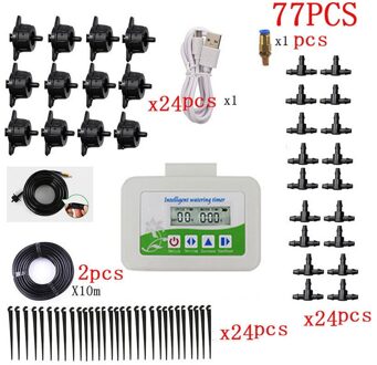 Solar Sproeisysteem Apparaat Bus Dual-Mode Intelligente Tuin Automatisch Sproeisysteem Apparaat Plant Drip Irrigatie Waterpomp Timer Systeem 77stk