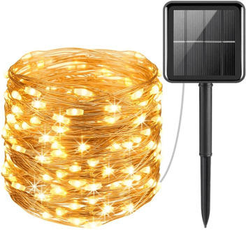 Solar String Light 10 meter - 3000K warm wit licht - IP44 Waterdicht - Twinkle effect - 4 Lichtmodi - 1200 Lumen Zwart