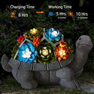 Solar Tuin Standbeeld 7 Led Verlichting Art Decor Ornamenten Turtle Waterdichte
