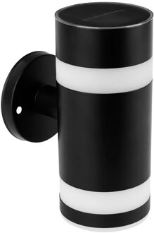 Solar wandlamp dali op zonne-energie - moderne zwarte buitenlamp met warm wit licht