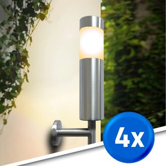Solar wandlamp lucifer rvs op zonne energie - voordeelset 4 stuks
