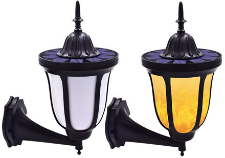 Solar Wandlampen Flikkerende Vlammen 96 Led Outdoor Dansen Nachtlampje Waterdicht Lantaarn Voor Tuin Deur Patio Yard