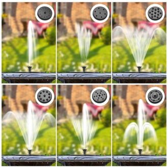 Solar Water Fountain Pump Outdoor 4W 5V Solar Panel Kit 200L/H Flow Rate Outdoor Solar Water Pump with 5ft Cable 9 Nozzles 6 Modes for Bird Bath / Garden / Backyard / Pool / Fish Tank
