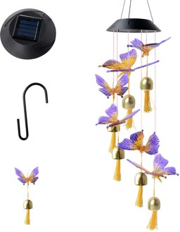 Solar Wind Chime Opknoping Lint Led Kan Veranderen Meerdere Kleuren Vlinders Ornament Jardin Tuin Decoratie Outdoor Thuis Deocr