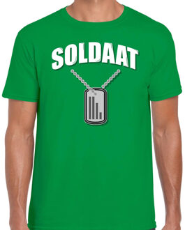 Soldaat dogtag / hanger verkleed t-shirt groen voor heren M