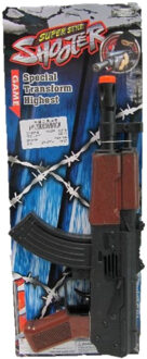 Soldaten speelgoed verkleed geweer zwart met geluid 29.5 cm