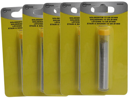 Soldeertin voor soldeerbout - 5x - 15 gram - 3 meter - 1 mm dik