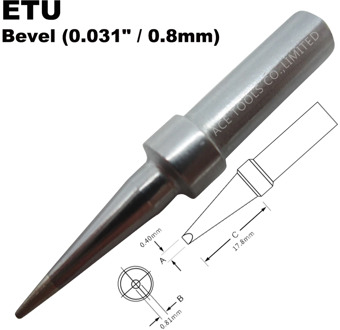 Soldering Tip ETU Bevel 0.4mm Fit WELLER WES51 WES50 WESD51 WE1010NA WE1010EU PES51 PES50 LR21 LR20 Iron Pencil Welding Bit