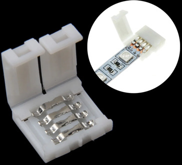 Solderless Clip-on Coupler Connector 4 Pin 10mm For 5050 RGB LED Strip Light