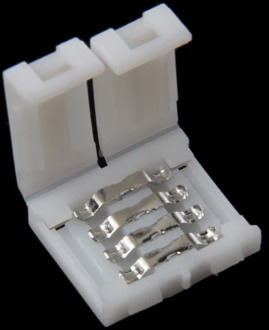 Solderless Clip-on Coupler Connector 4 Pin 10mm For 5050 RGB LED Strip Light