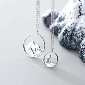 Sole Memory Couple Romantic Sweet Gift Ocean Mountain Vows 925 Sterling Silver Clavicle Chain Female Necklace SNE484