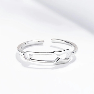 Sole Memory Simple Personality Mini Pin Creative Cute 925 Sterling Silver Female Resizable Opening Rings SRI486