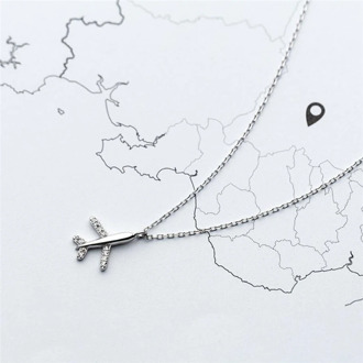 Sole Memory Sweet Cute Mini Plane Literary 925 Sterling Silver Clavicle Chain Female Necklace SNE562