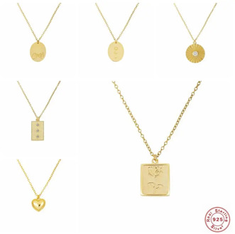 Solid 925 Sterling Silver Personalized Pendant Necklace For Woman Lovers' Daughter Ladies Charm Clavicle Chain Colgante Collares