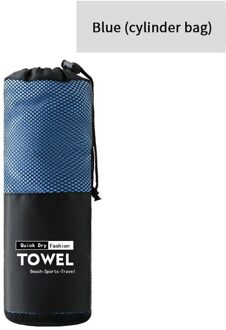 Solid Beach Handdoek Microfiber Sport Handdoek Draagbare Absorberende Dubbelzijdig Fleece Sneldrogende Microfiber Zand Gratis Handdoek blauw Cylinder zak