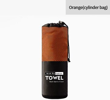 Solid Beach Handdoek Microfiber Sport Handdoek Draagbare Absorberende Dubbelzijdig Fleece Sneldrogende Microfiber Zand Gratis Handdoek oranje Cylinder
