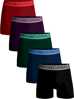 Solid Boxershorts Heren (5-pack) rood - paars - groen - blauw - zwart - L