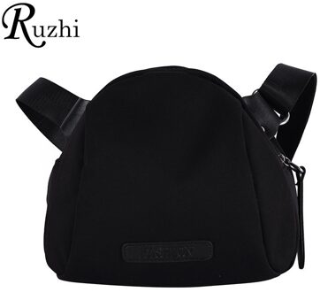 Solid Canvas Schoudertassen Casual Messenger Bag Koreaanse Stijl Taille Borst Handtas Mini Crossbody Pack Leuke Tas Voor Vrouwen zwart