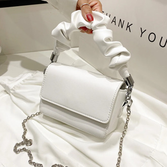 Solid color Pleated Small Tote bag 2020 Fashion New High-quality Leather Women's Designer Handbag Chain Shoulder Messenger Bag