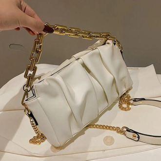 Solid color Pleated Tote bag 2020 fashion new high-quality PU leather Women's Designer Handbag Chain Shoulder Messenger Bag