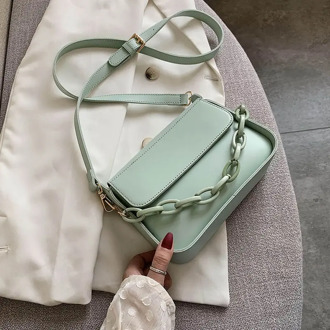 Solid Color Small PU Leather Crossbody Bags For Women 2020 Summer Acrylic Chain Designer Lady Travel Shoulder Messenger Handbags