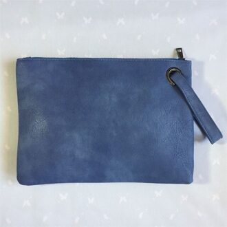 Solid Handtas Vrouwen Clutch Bag Leer Vrouwen Envelop Tas Rits Avondtasje Vrouwelijke Koppelingen Handtas Torebki Damskie Blauw