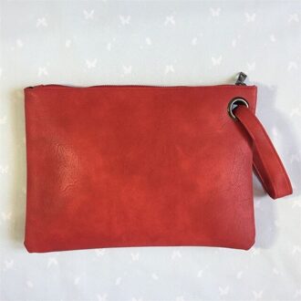 Solid Handtas Vrouwen Clutch Bag Leer Vrouwen Envelop Tas Rits Avondtasje Vrouwelijke Koppelingen Handtas Torebki Damskie Rood