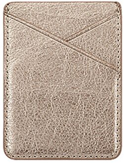 Solid Lijm Pocket Universele Invoegen dubbeldeks Mini Back Case Stok Op Telefoon Kaarthouder Veilige Lederen Portemonnee Goud