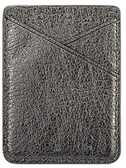 Solid Lijm Pocket Universele Invoegen dubbeldeks Mini Back Case Stok Op Telefoon Kaarthouder Veilige Lederen Portemonnee grijs