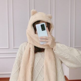 Solid Mutsen Vrouwen Winter Schattige Beer Oren Warme Muts Winddicht Cap Student Vrouwen Voegen Wol Cap Vrouwelijke hoed Aanwezig Beige