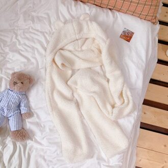 Solid Mutsen Vrouwen Winter Schattige Beer Oren Warme Muts Winddicht Cap Student Vrouwen Voegen Wol Cap Vrouwelijke hoed Aanwezig wit