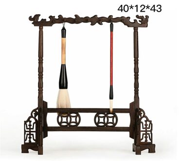 Solid Rose Hout Grote-size Kalligrafieborstel Houder Antieke Stijl Traditionele Schilderen Schrijven Pen Houder Wenge Borstel Rack rood