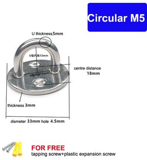Solid Rvs Langwerpige Plaat Nietje Ring Haak Vele Maten Voor Kiezen Hardware Loop U-Vormige Schroeven Mount haak Hanger circulaire M5 1 stk