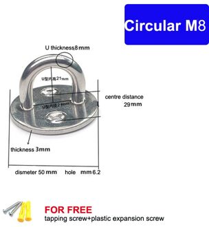 Solid Rvs Langwerpige Plaat Nietje Ring Haak Vele Maten Voor Kiezen Hardware Loop U-Vormige Schroeven Mount haak Hanger circulaire M8 1 stk