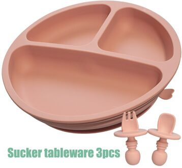 Solid Silicon Plaat Vork Lepel Set Voor Baby Kinderen Gerechten Zuig Waggel Training Servies Kinderen Voeden Accessoires 06 muted